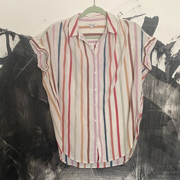 Madewell | Gauze Central Tunic Shirt in Rainbow Stripe | Small - Picture 5 of 11